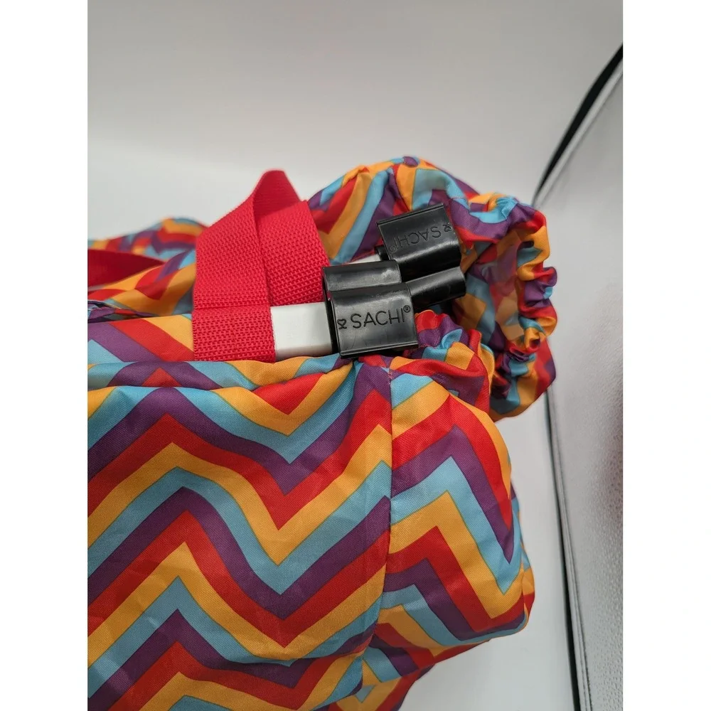Sachi Insulated Shopping Cart Bag Multicolor Chevron Foil Lined Tote